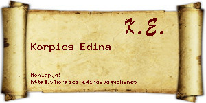 Korpics Edina névjegykártya